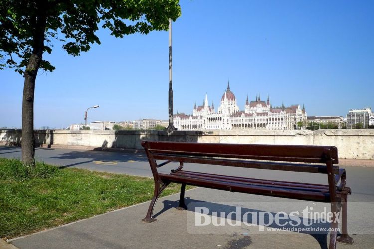The view of Parliament from the Buda side. This bench is a great spot to take photos of Parliament and watch tourists and local cyclists. Parliament, Budapest