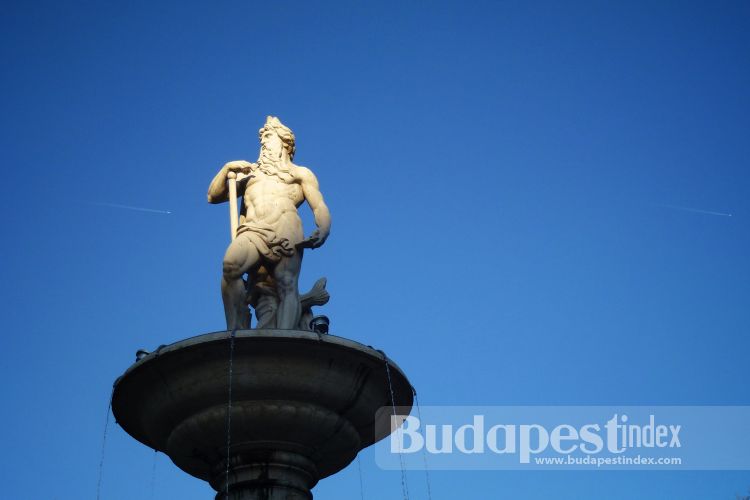 Here is Danubius Fountain on Erzsébet Square.