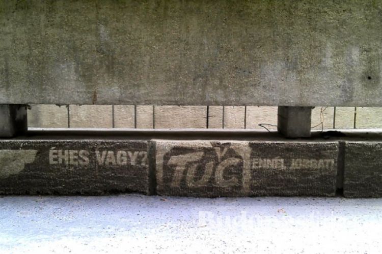 The reverse graffiti - made not with painting, but by cleaning the wall. Here is the biscuits ad. Budapest Street Art