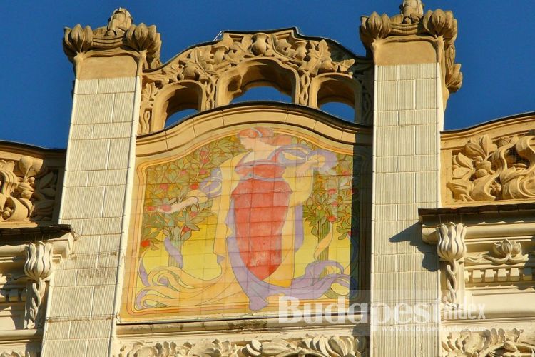 Tile mosaic at residential Walkó House named after its owner at Aulich utca 3 from 1901 that was skillfully restored just a few years ago.